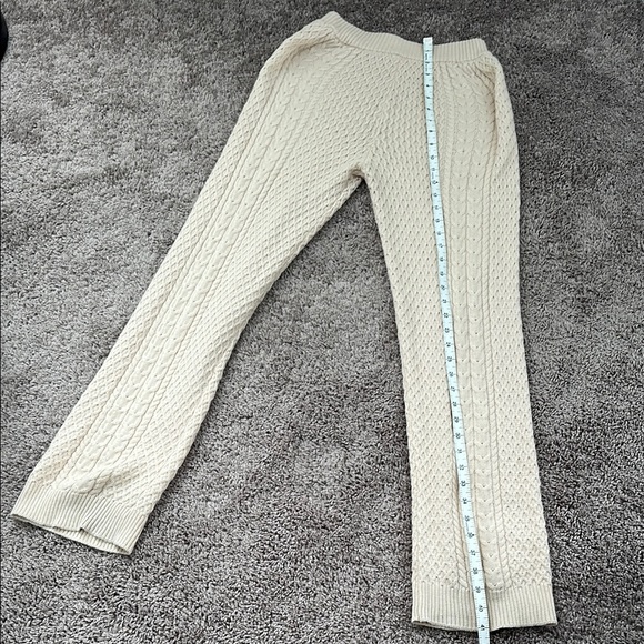 Cream Cable Knit Straight Leg Pants - Picture 1 of 12